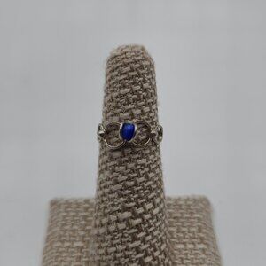 Size 5 Sterling Silver Handmade Blue Cat's Eye Stone Toe Ring A2881